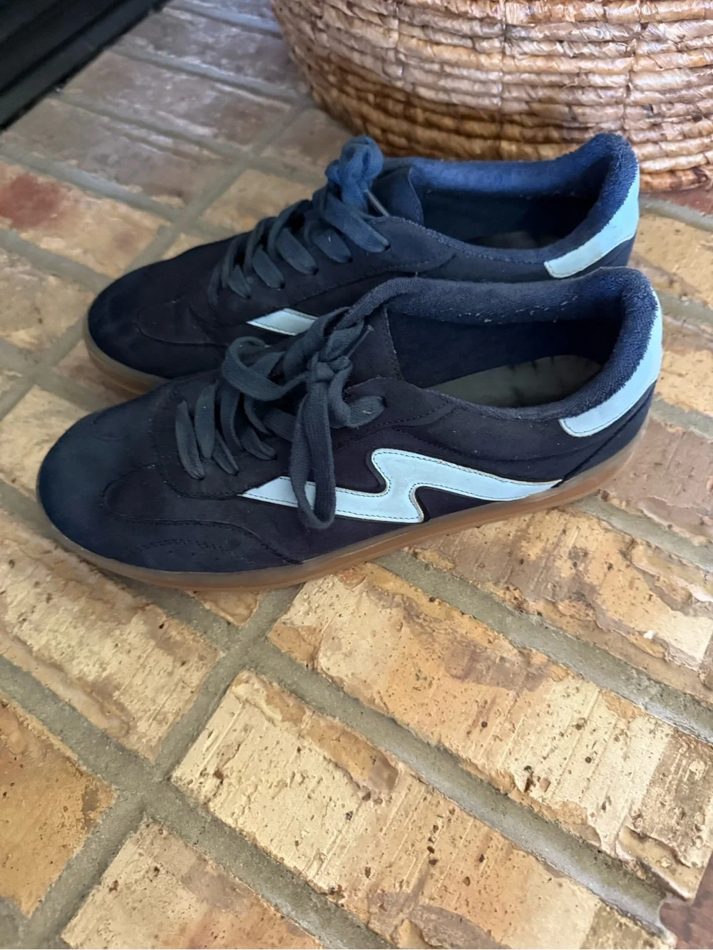 Madden Girl Black Suede Sneakers with Light Blue Accent